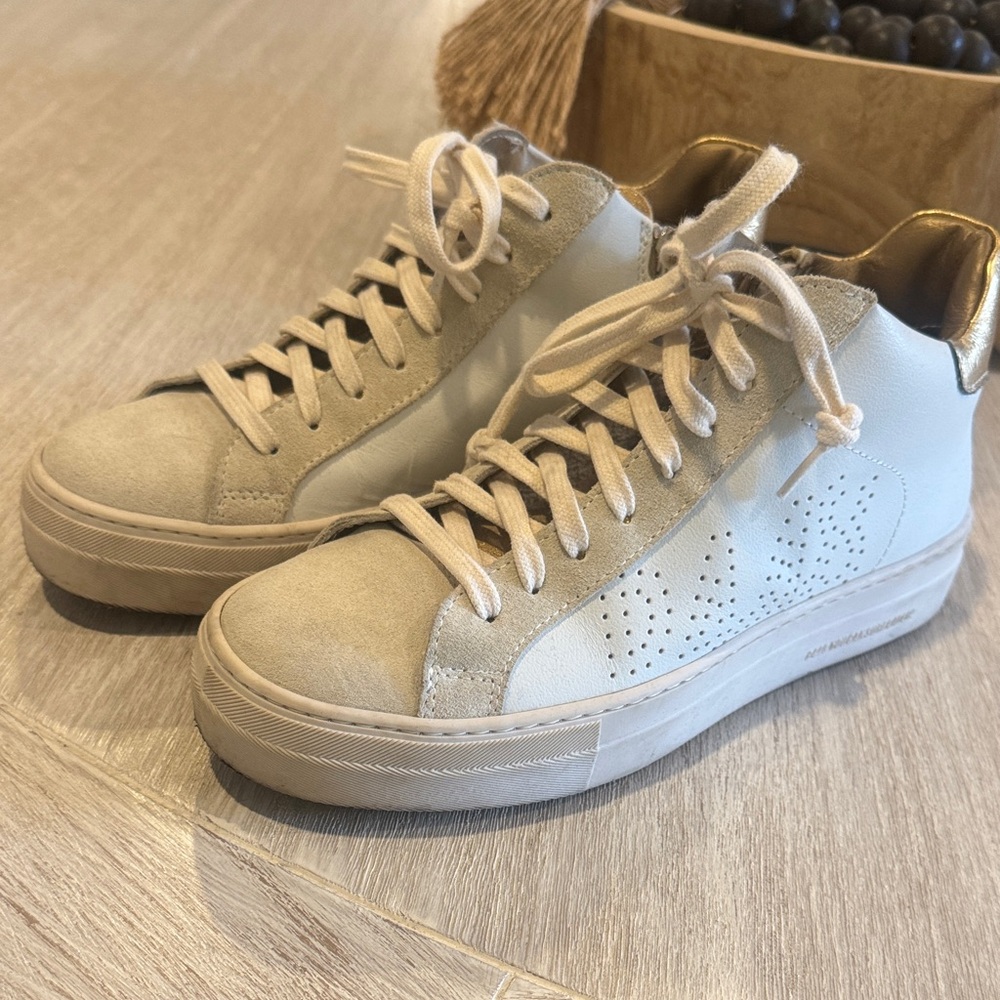 High-Top Sneakers with Gold Accents